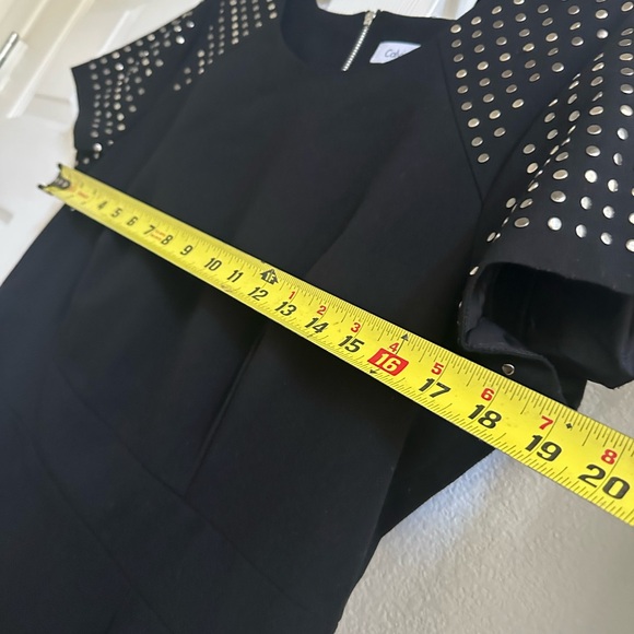 Calvin Klein black shift dress cap sleeves silver accents - Picture 4 of 9